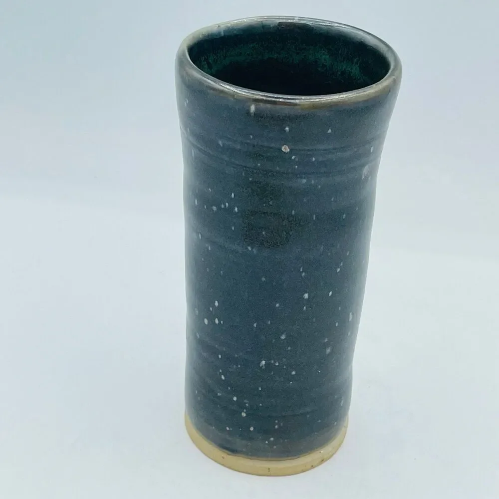 Tall Slender Cylinder Shaped Studio Art Vase Pottery Signed Tina RB Footprint